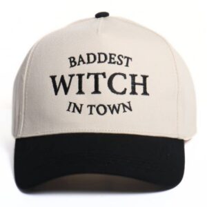 faire_b12_09 Halloween Baddest Witch in Town Embroidery Two Tone Hat