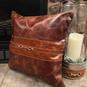 faire_b12_13 Equestrian Snaffle Bit Leather Pillow Cover
